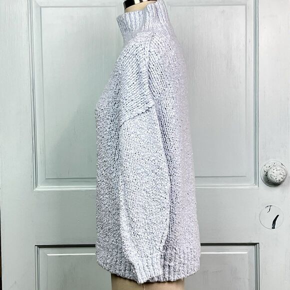 Anthropologie The Need-It Slouchy Pullover Sweater Oversized Mock Neck Blue XSP - Picture 4 of 12